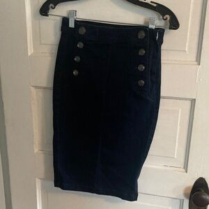 Express Dark Blue Double-Button Pencil Skirt